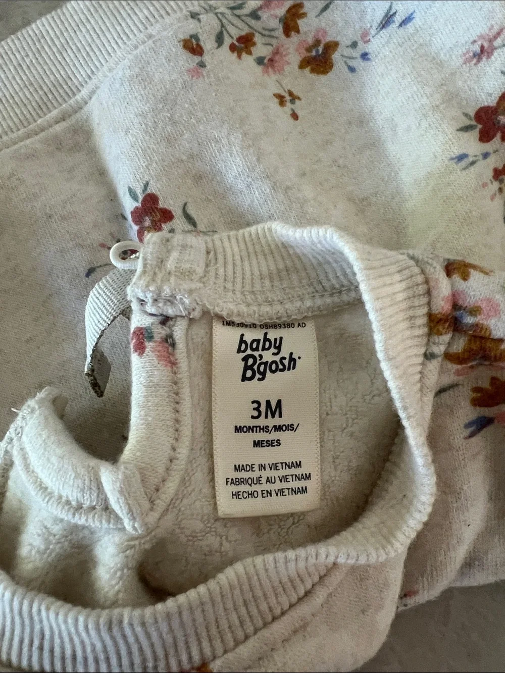Baby B’gosh Floral 3M Hooded Romper - Cream with Pink & Red Flowers